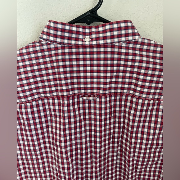 Nordstrom Men's Shop Tech-Smart Trim Fit Short Sleeve Red Blue White Checkered - Picture 6 of 10